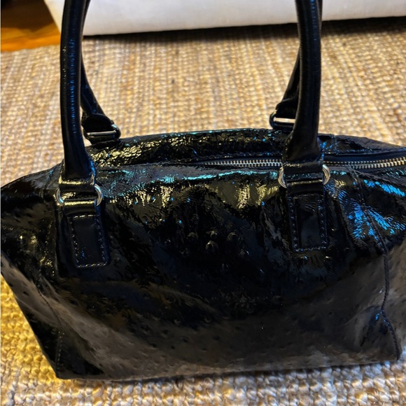 Stunning Kate Spade Black Pebbled Patent Leather Satchel Bag Purse w Crossbody - Picture 5 of 7